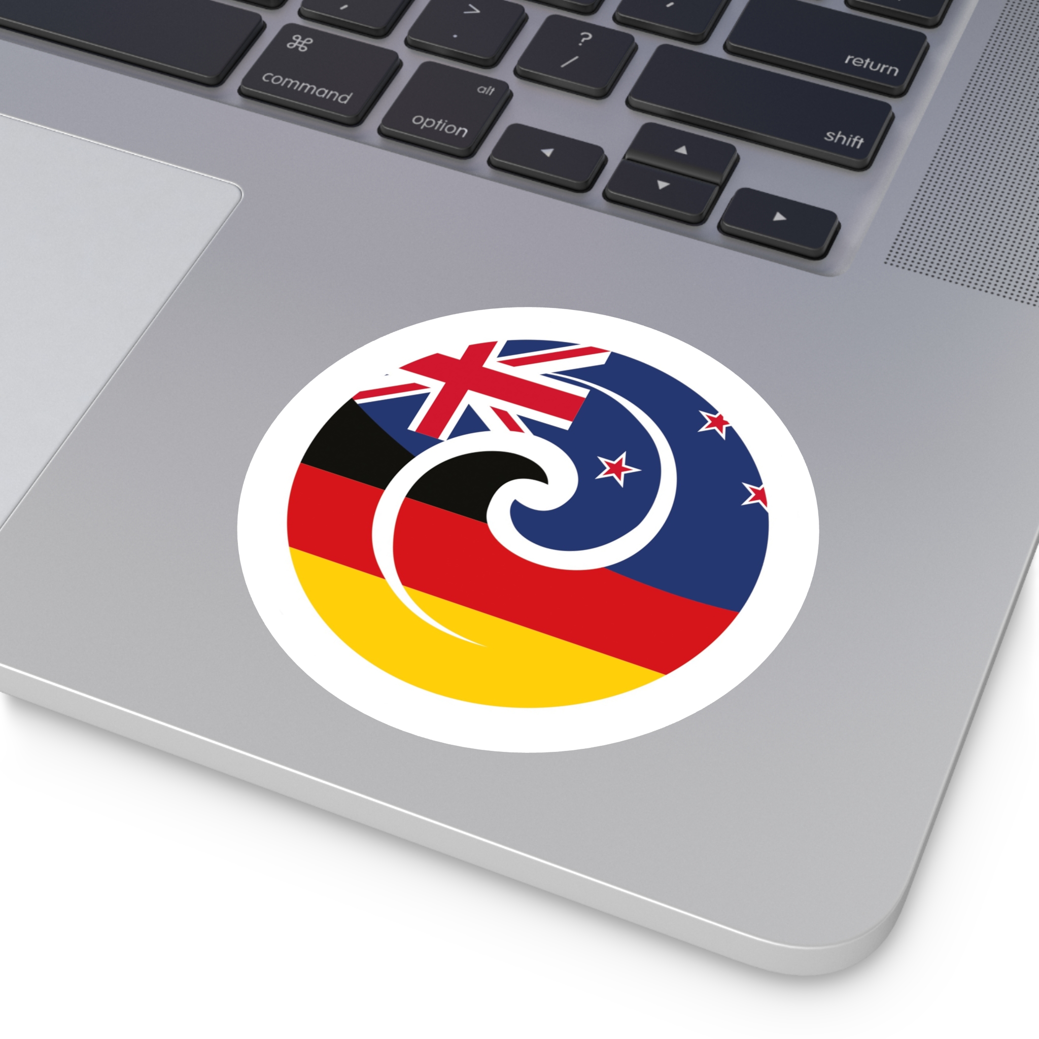 New Zealand-Germany Koru Flag Round Sticker — Indoor/Outdoor Vinyl - Image 8