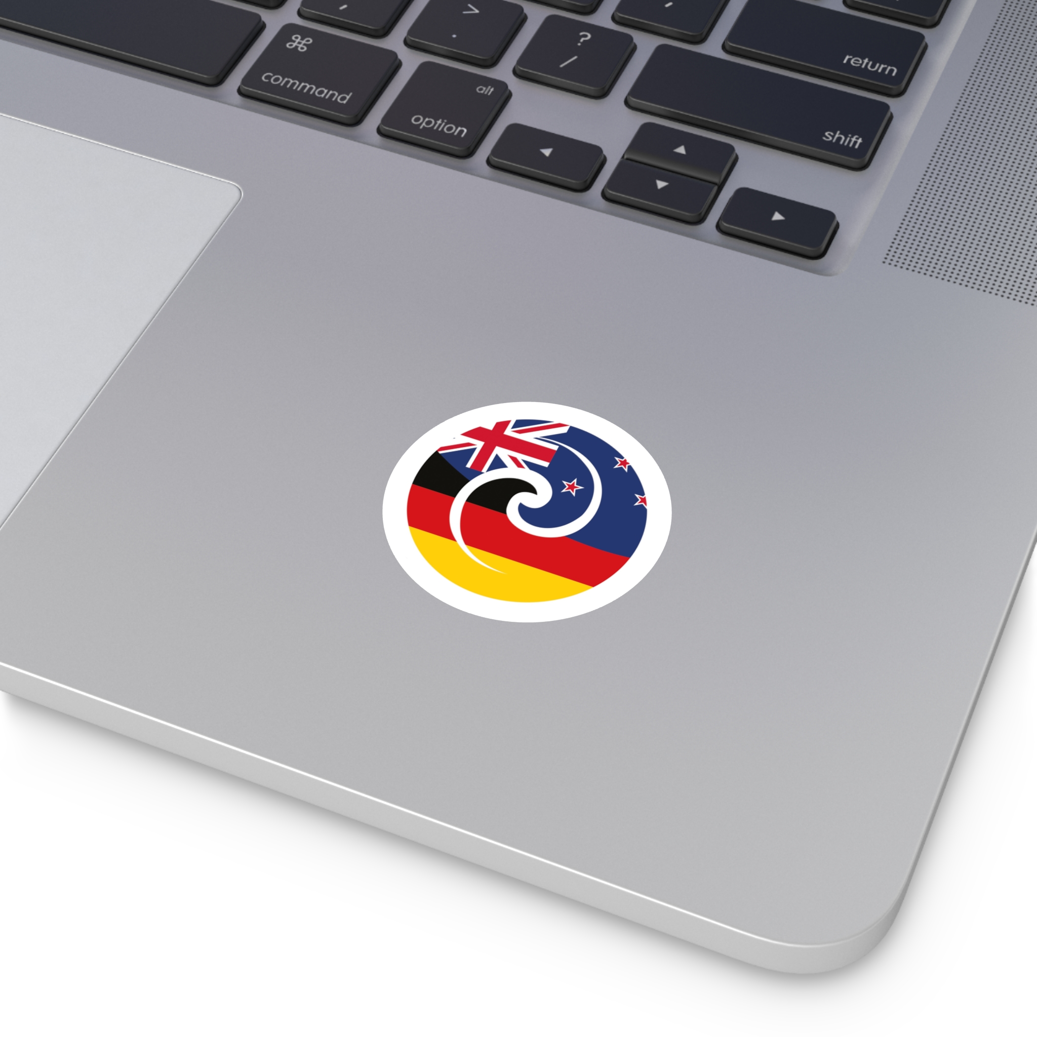 New Zealand-Germany Koru Flag Round Sticker — Indoor/Outdoor Vinyl - Image 2