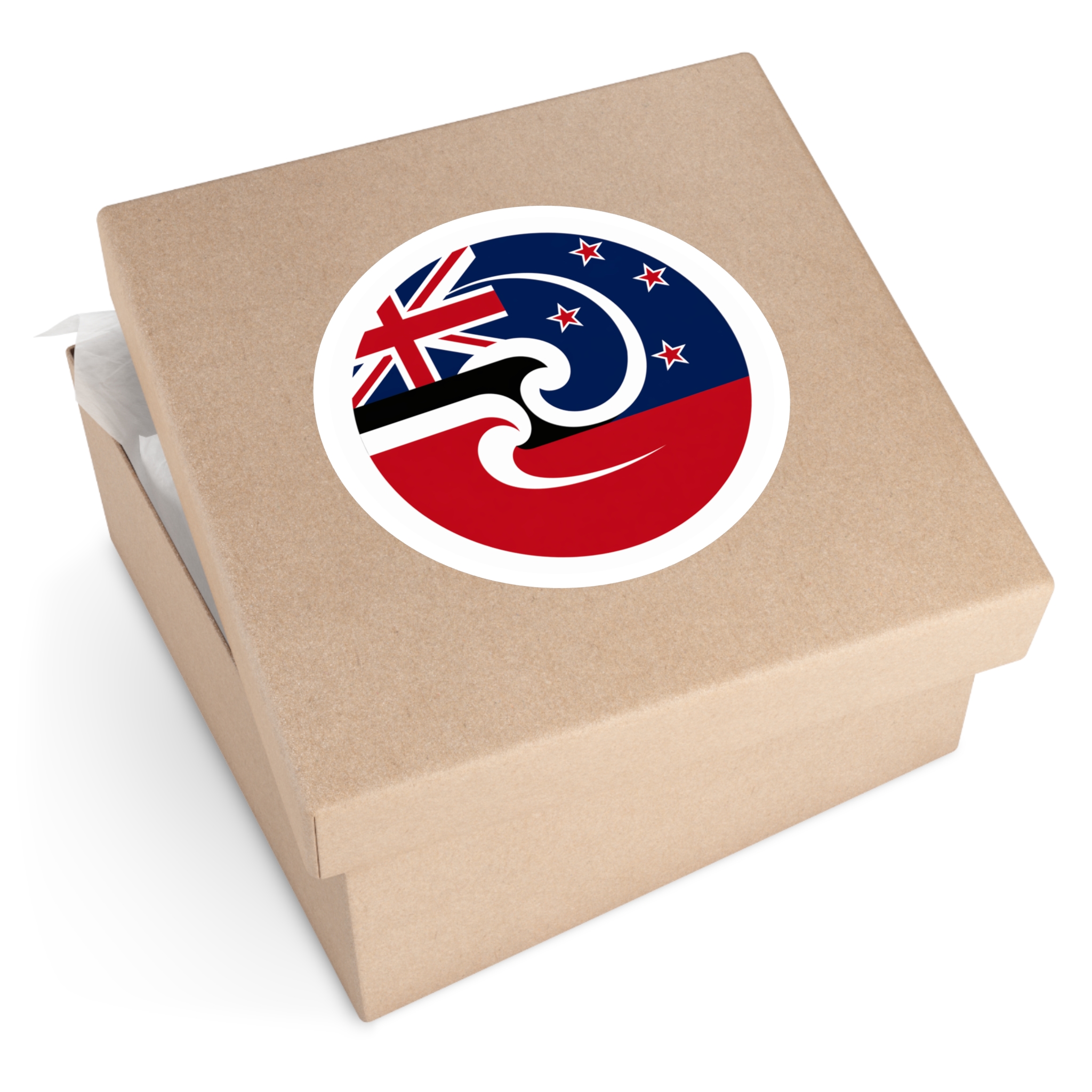 New Zealand-Maori Koru Flag Round Sticker — Indoor/Outdoor Vinyl - Image 15