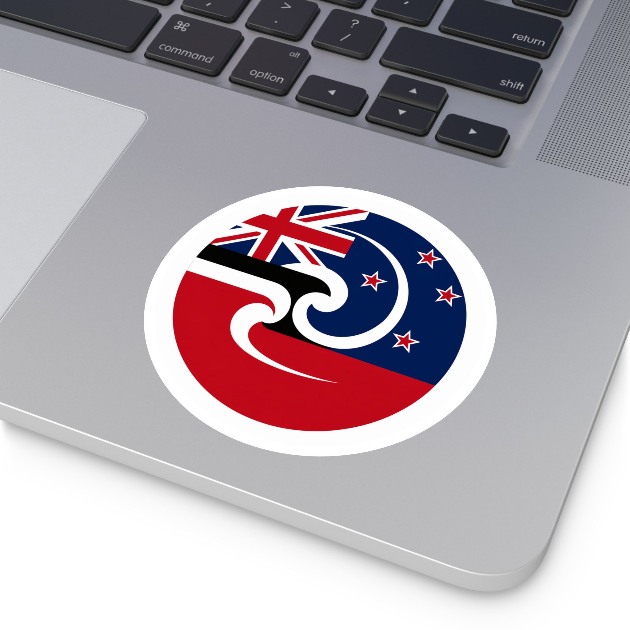 New Zealand-Maori Koru Flag Round Sticker — Indoor/Outdoor Vinyl - Image 8
