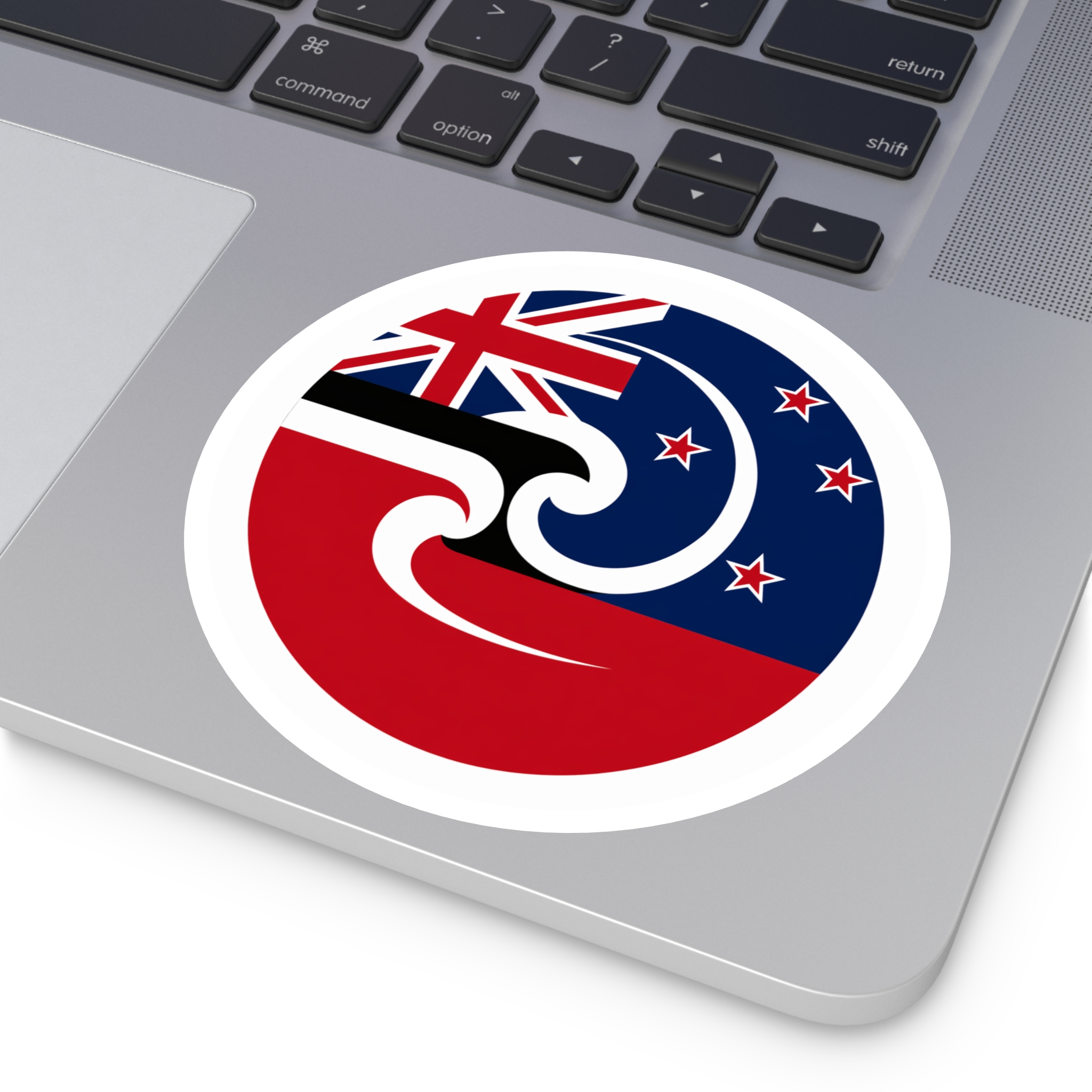 New Zealand-Maori Koru Flag Round Sticker — Indoor/Outdoor Vinyl - Image 11