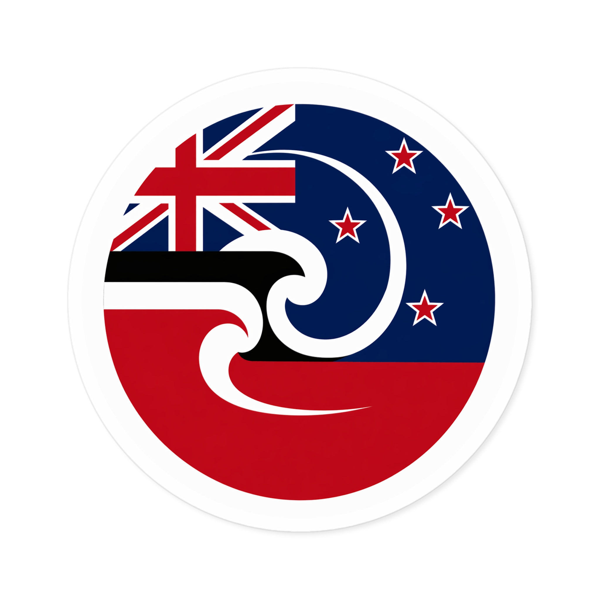 New Zealand-Maori Koru Flag Round Sticker — Indoor/Outdoor Vinyl - Image 13