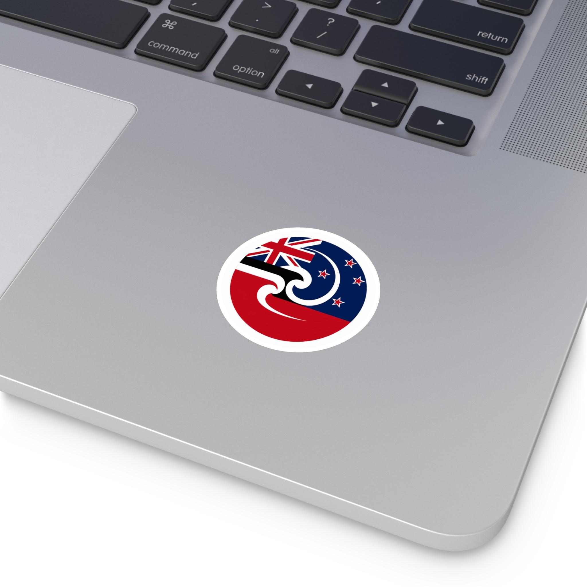 New Zealand-Maori Koru Flag Round Sticker — Indoor/Outdoor Vinyl - Image 2