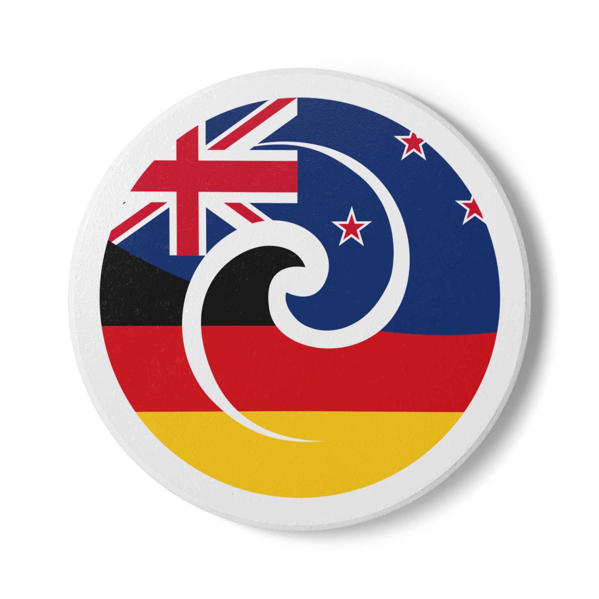 New Zealand-Germany Koru Flag Ceramic Coaster
