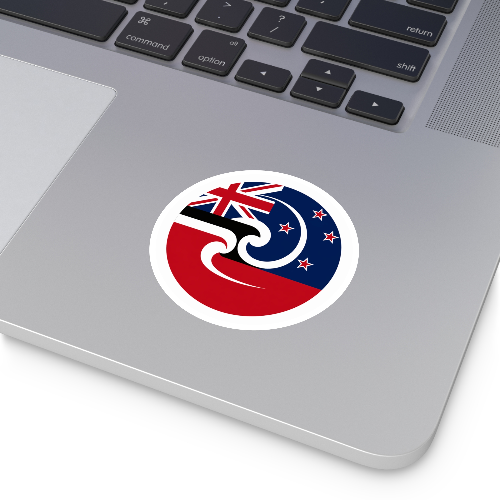 New Zealand-Maori Koru Flag Round Sticker — Indoor/Outdoor Vinyl - Image 5