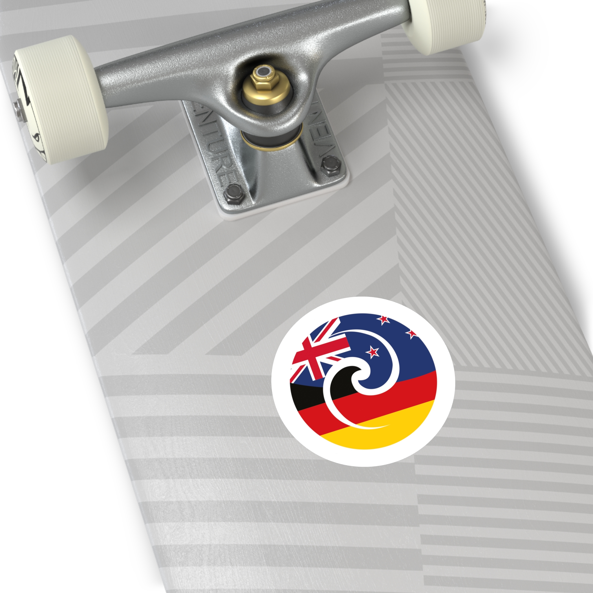 New Zealand-Germany Koru Flag Round Sticker — Indoor/Outdoor Vinyl - Image 6