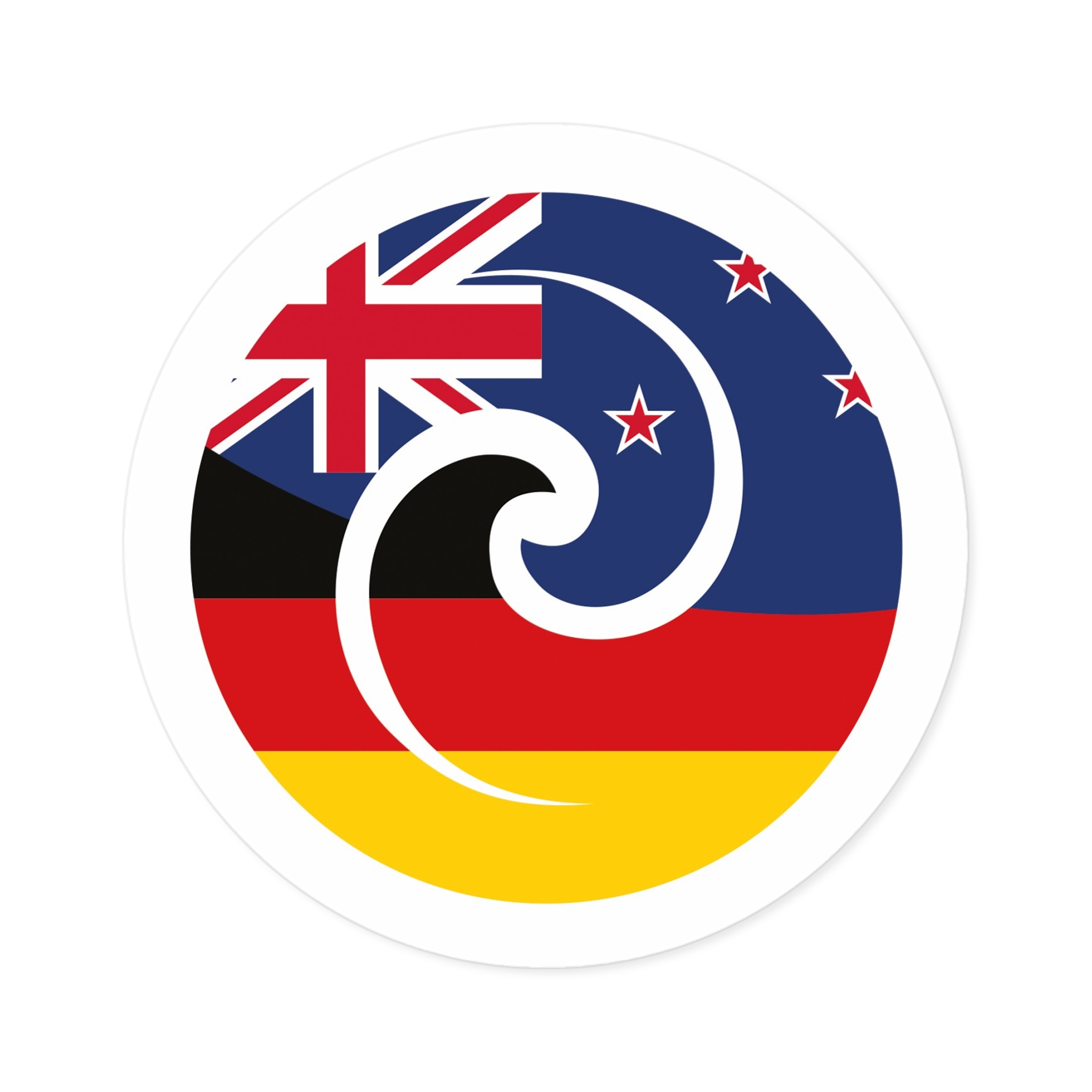 New Zealand-Germany Koru Flag Round Sticker — Indoor/Outdoor Vinyl - Image 13