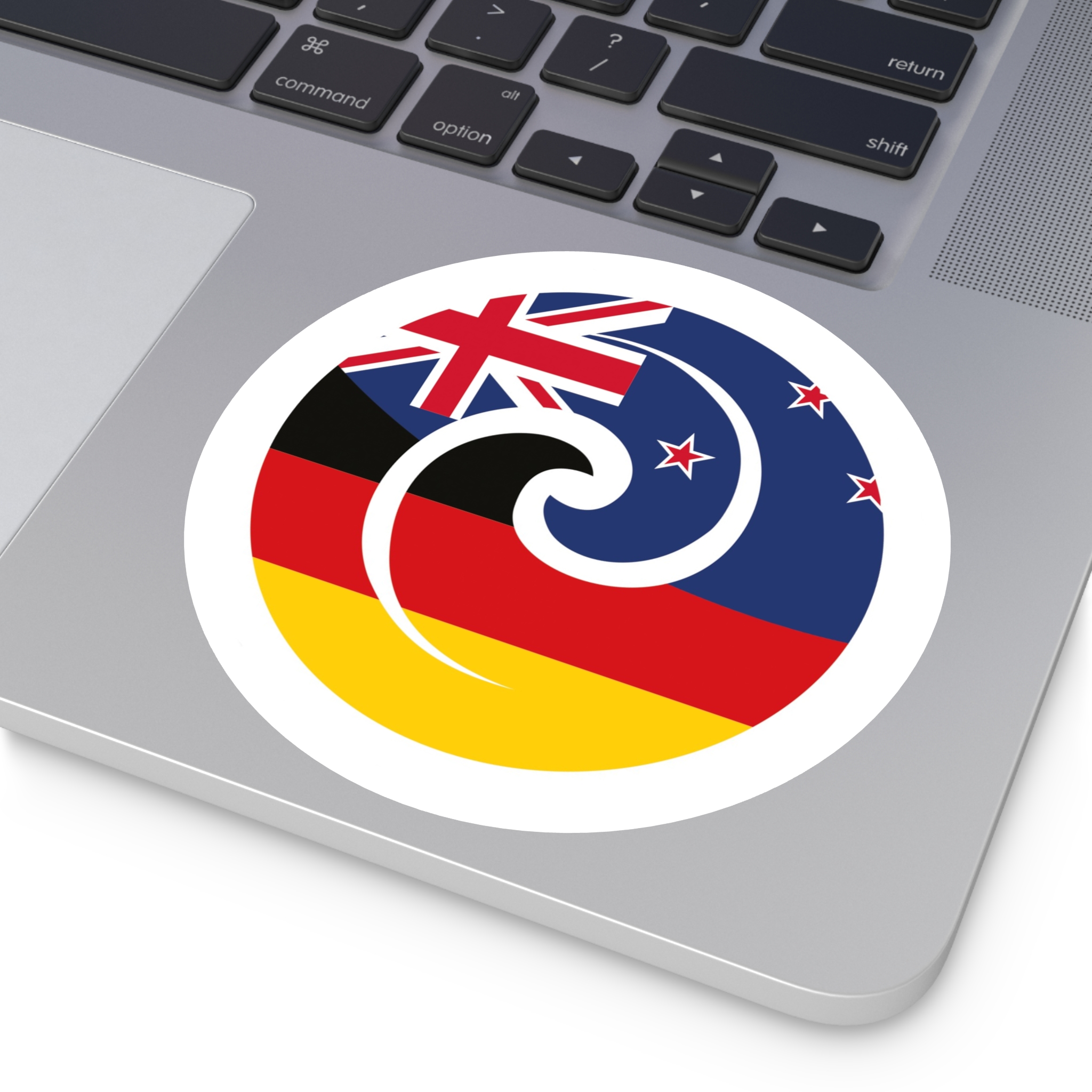 New Zealand-Germany Koru Flag Round Sticker — Indoor/Outdoor Vinyl - Image 11